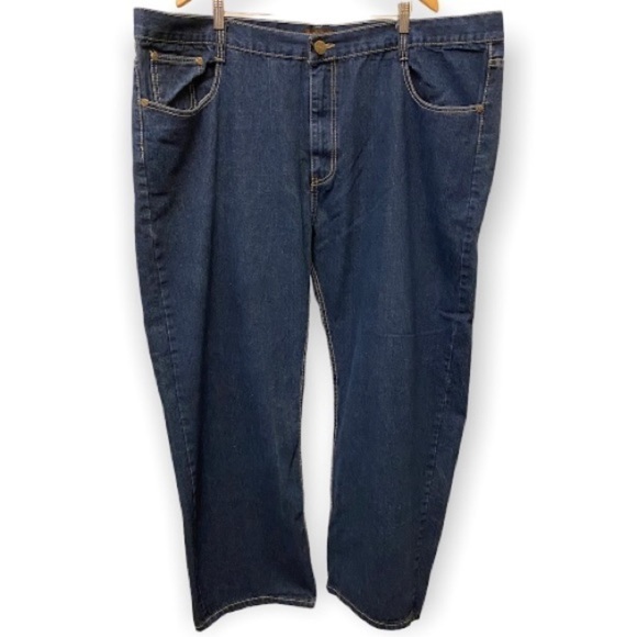 Jean Station 50x29 Logo Embroidered Men’s Jeans Straight Leg Cotton (50x30 Tag) - Picture 1 of 11